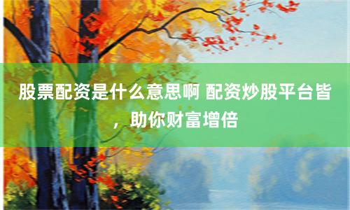 股票配資是什么意思啊 配資炒股平臺(tái)皆，助你財(cái)富增倍